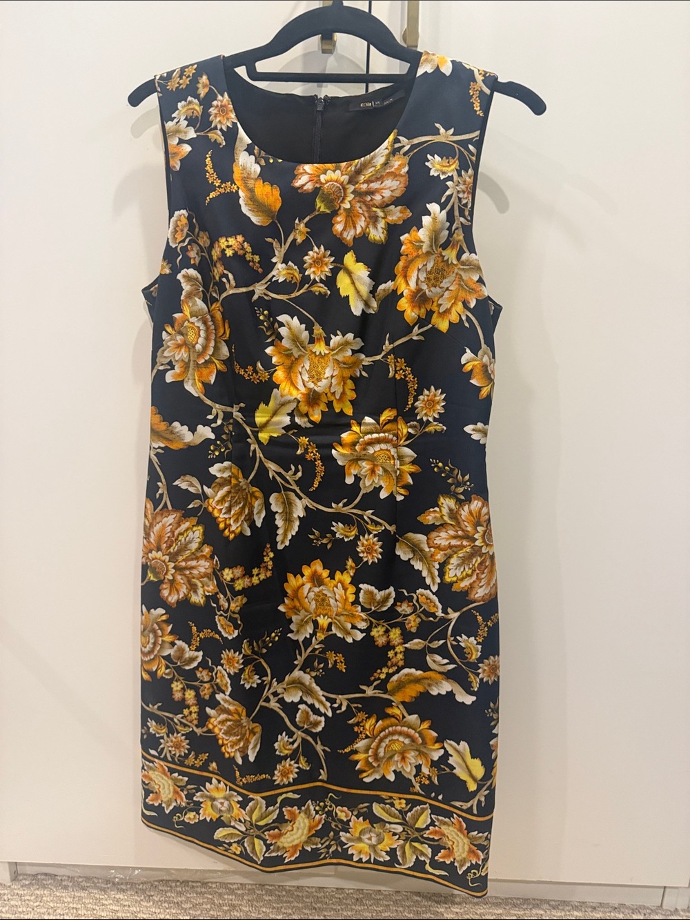 Kobi Halperin Black Dress with Gold Floral Print